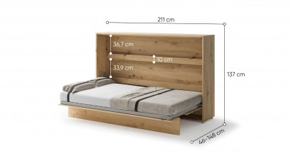  Bed Concept - Murphy Bed BC-05 - Horizontal 120x200 - Oak Artisan - Modern Wall Bed