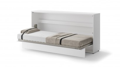  Bed Concept - Murphy Bed BC-06 - Horizontal 90x200 - Matte White - Modern Wall Bed