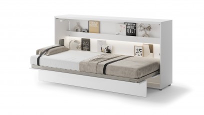  Bed Concept - Murphy Bed BC-06 - Horizontal 90x200 - Matte White - Modern Wall Bed