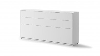  Bed Concept - Murphy Bed BC-06 - Horizontal 90x200 - Matte White - Modern Wall Bed