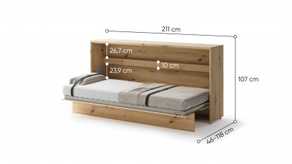  Bed Concept - Murphy Bed BC-06 - Horizontal 90x200 - Oak Artisan - Modern Wall Bed