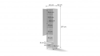  Bed Concept Storage Cabinet BC-07p - Glossy White - Dedicated to Bed Concept Vertical Murphy Beds