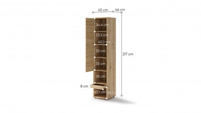  Bed Concept Storage Cabinet BC-07 - Oak Artisan - Dedicated to Bed Concept Vertical Murphy Beds