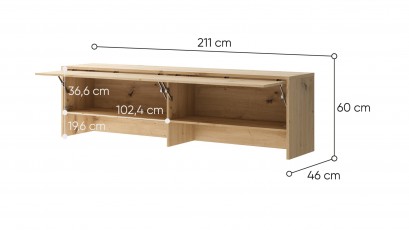  Bed Concept - Hutch BC-09 Oak Artisan - For modern wall bed