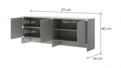  Bed Concept - Hutch BC-10 Grey - For modern wall bed