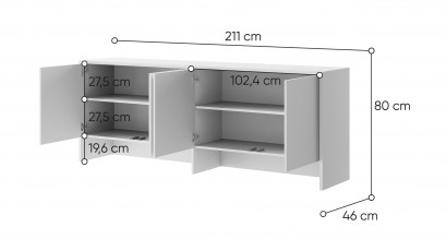  Bed Concept - Hutch BC-10p Glossy White - For modern wall bed