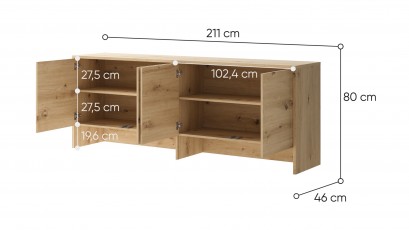  Bed Concept - Hutch BC-10 Oak Artisan - For modern wall bed