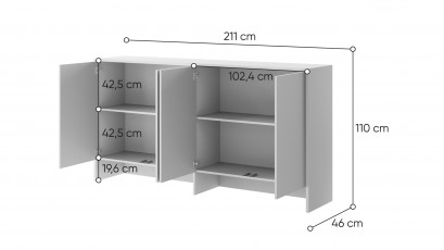  Bed Concept - Hutch BC-11p Glossy White - For modern wall bed