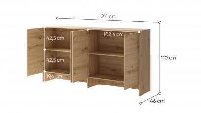  Bed Concept - Hutch BC-11 Oak Artisan - For modern wall bed