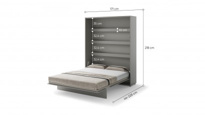  Bed Concept - Murphy Bed BC-12 - Vertical 160x200 - Grey - Modern Wall Bed