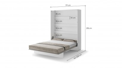  Bed Concept - Murphy Bed BC-12p - Vertical 160x200 - Glossy White - Modern Wall Bed