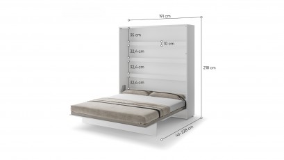  Bed Concept - Murphy Bed BC-13p - Vertical 180x200 - Glossy White - Modern Wall Bed