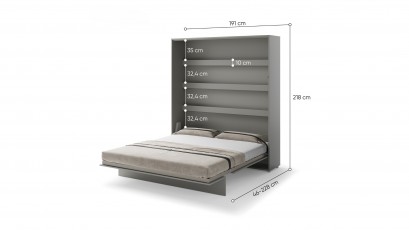  Bed Concept - Murphy Bed BC-13 - Vertical 180x200 - Grey - Modern Wall Bed