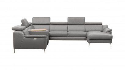  Des Sectional Domino - Dollaro Steel - Right - Large U-shape sofa with multiple features