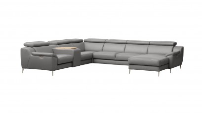  Des Sectional Domino - Dollaro Steel - Right - Large U-shape sofa with multiple features