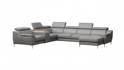  Des Sectional Domino - Dollaro Steel - Right - Large U-shape sofa with multiple features