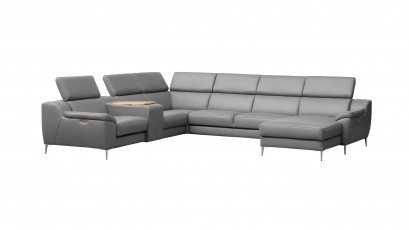  Des Sectional Domino - Dollaro Steel - Right - Large U-shape sofa with multiple features