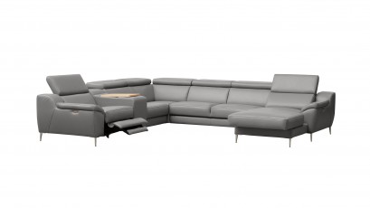  Des Sectional Domino - Dollaro Steel - Right - Large U-shape sofa with multiple features