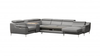  Des Sectional Domino - Dollaro Steel - Right - Large U-shape sofa with multiple features