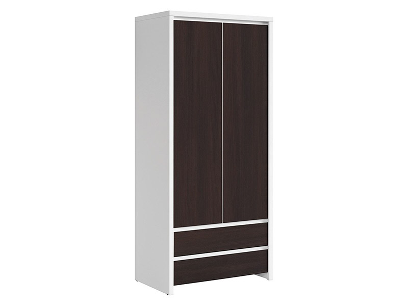  Kaspian White + Wenge 2 Door Wardrobe - Contemporary furniture collection - Online store Smart Furniture Mississauga