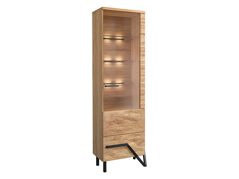  Mebin Pik Display Cabinet II Natural Oak Lager - Right - Living room collection - Online store Smart Furniture Mississauga