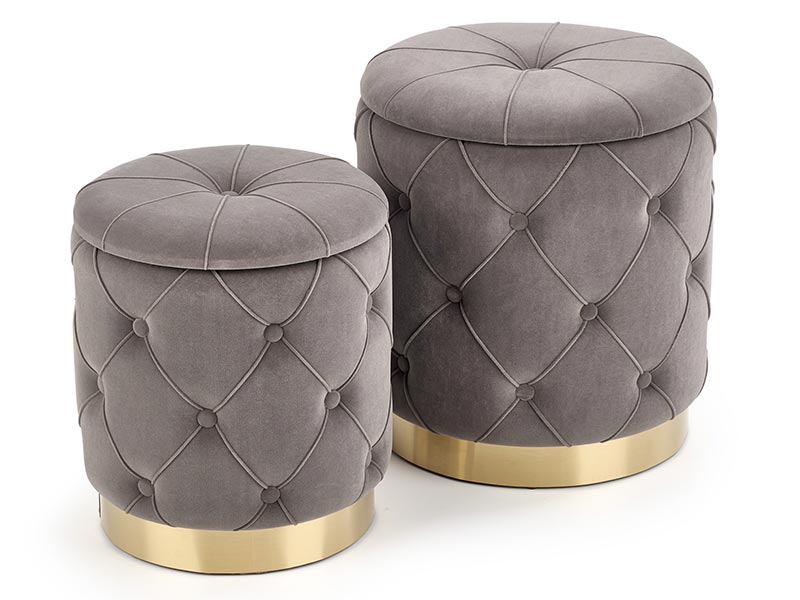  Halmar Set of Two Grey Polly Ottomans - Storage poufs - Online store Smart Furniture Mississauga