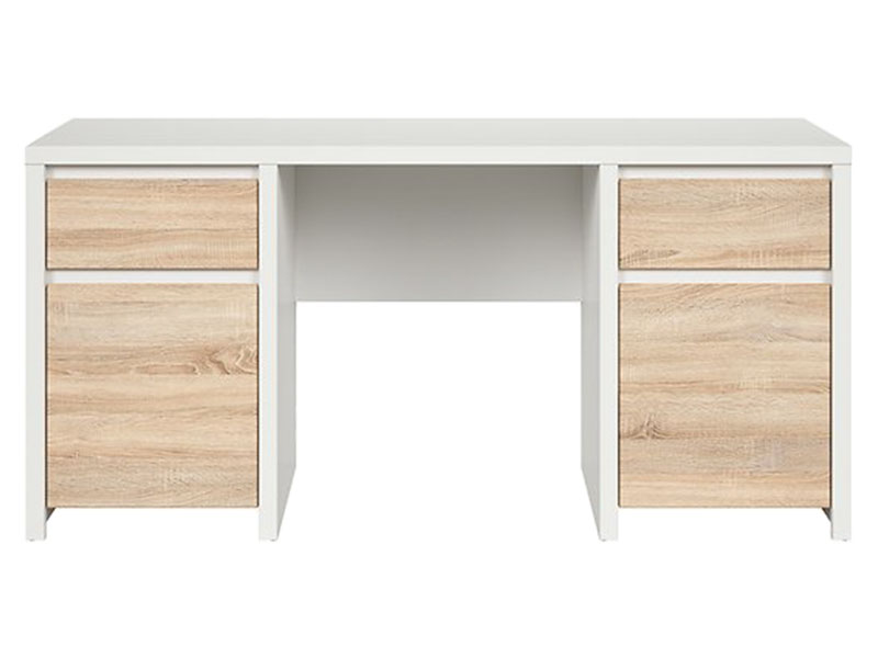  Kaspian White + Oak Sonoma Desk 160 - Large office desk - Online store Smart Furniture Mississauga