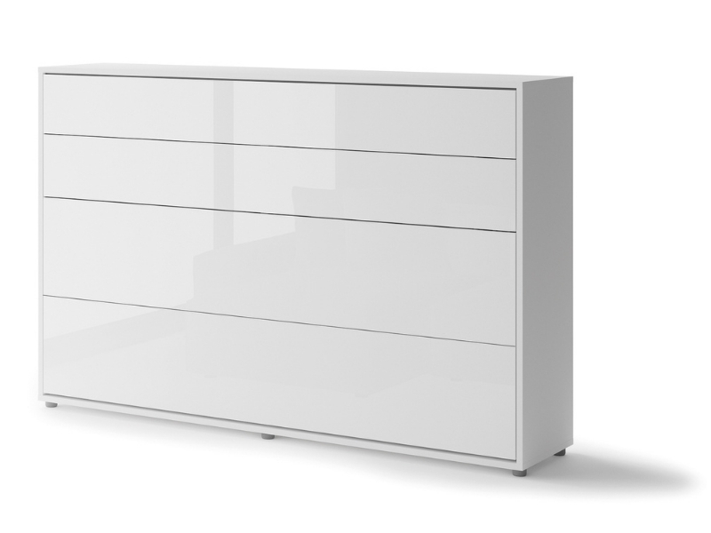  Bed Concept - Murphy Bed BC-05p - Horizontal 120x200 - Glossy White - Modern Wall Bed - Online store Smart Furniture Mississauga