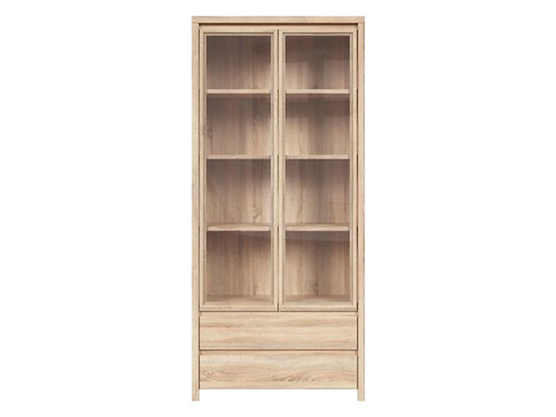  Kaspian Oak Sonoma Double Display Cabinet - Contemporary furniture collection - Online store Smart Furniture Mississauga