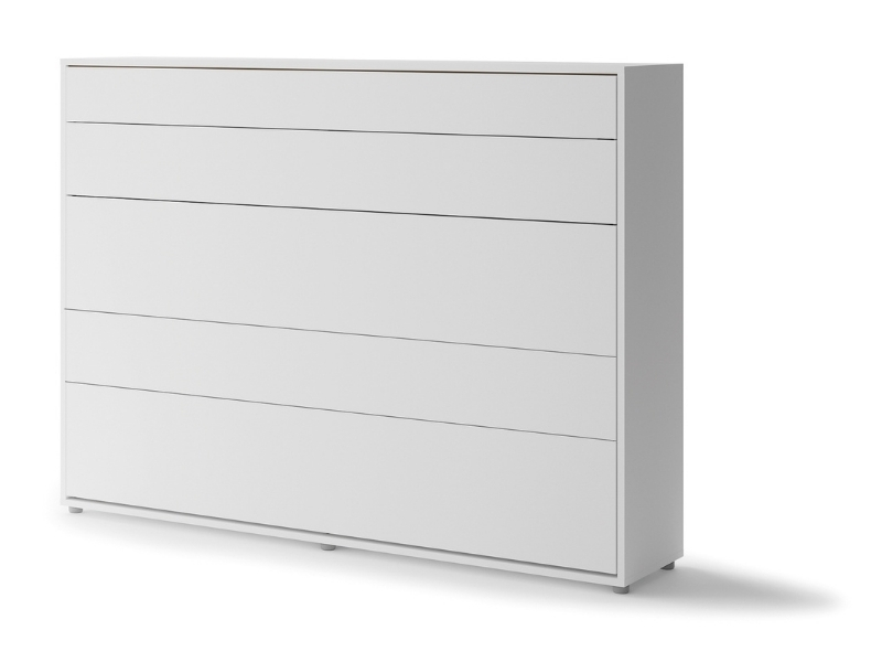  Bed Concept - Murphy Bed BC-04 - Horizontal 140x200 - Matte White - Modern Wall Bed - Online store Smart Furniture Mississauga