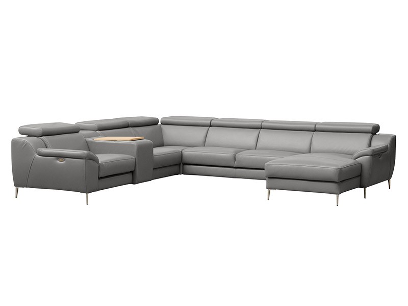 Des Sectional Domino - Dollaro Steel - Right - Large U-shape sofa with multiple features