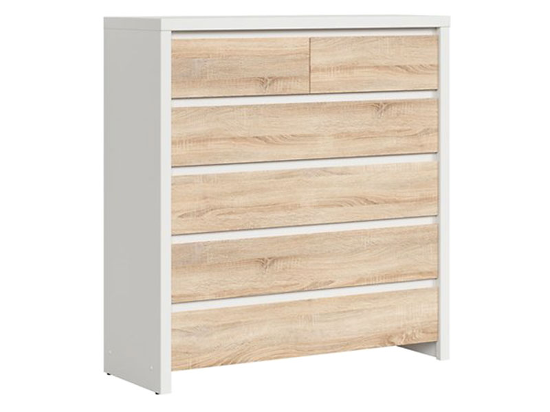  Kaspian White + Oak Sonoma 6 Drawer Dresser - Contemporary furniture collection - Online store Smart Furniture Mississauga