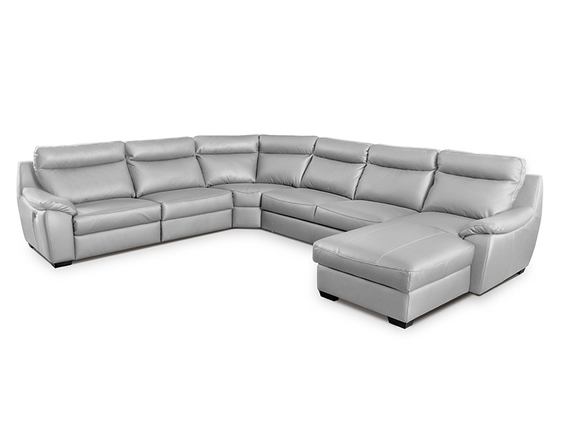  Des Sectional Boston - Dollaro Gris - Full-grain leather large U-shape sofa - Online store Smart Furniture Mississauga