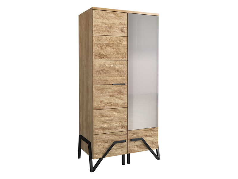  Mebin Pik Wardrobe With Mirror II Natural Oak Lager - Bedroom furniture collection - Online store Smart Furniture Mississauga