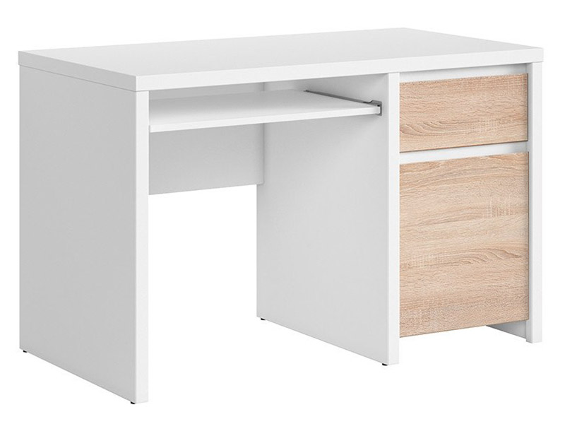  Kaspian White + Oak Sonoma Desk 120 - Sturdy desk - Online store Smart Furniture Mississauga