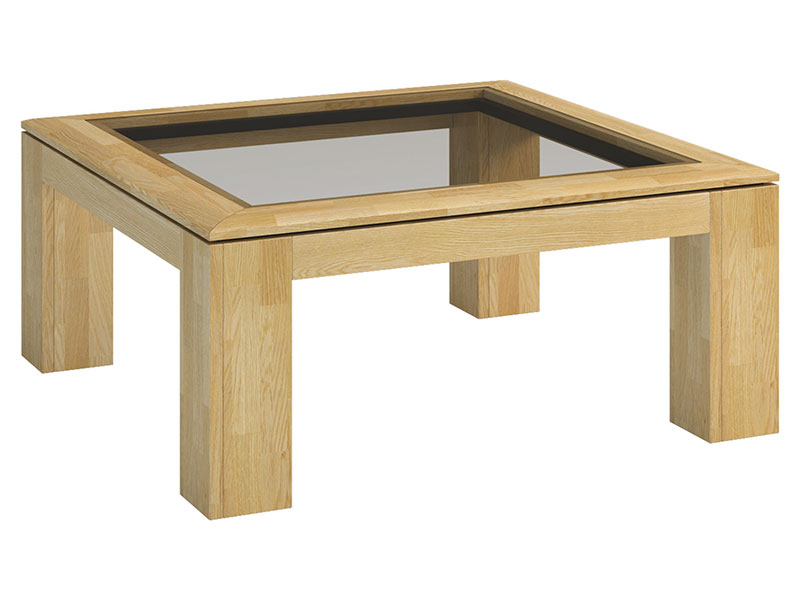  Mebin Rossano Square Coffee Table With Glass Oak Bianco - High-quality European furniture - Online store Smart Furniture Mississauga