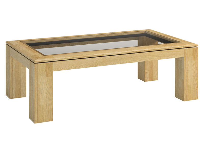  Mebin Rossano Coffee Table With Glass Oak Bianco - High-quality European furniture - Online store Smart Furniture Mississauga