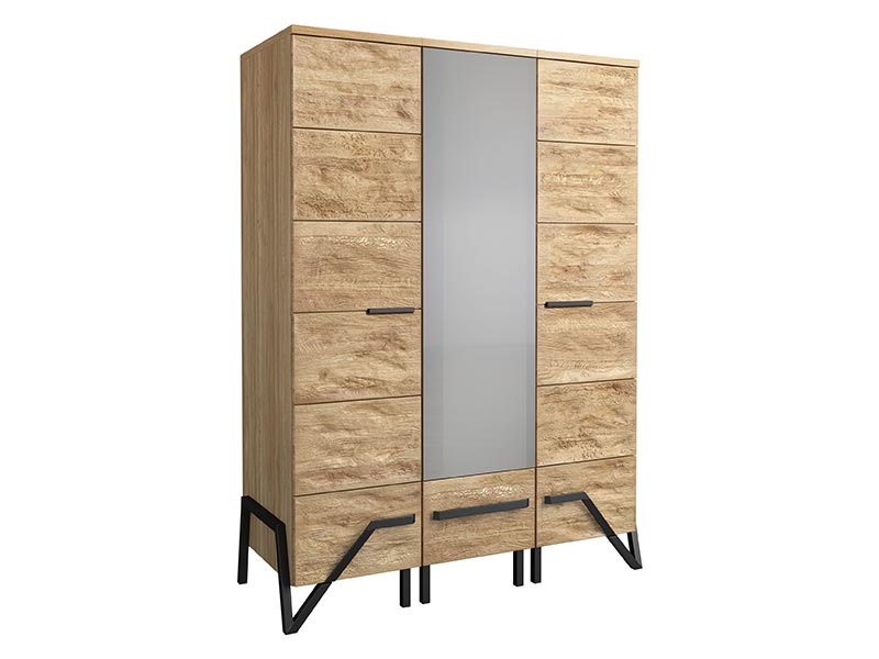  Mebin Pik Wardrobe With Mirror III Natural Oak Lager - Bedroom furniture collection - Online store Smart Furniture Mississauga